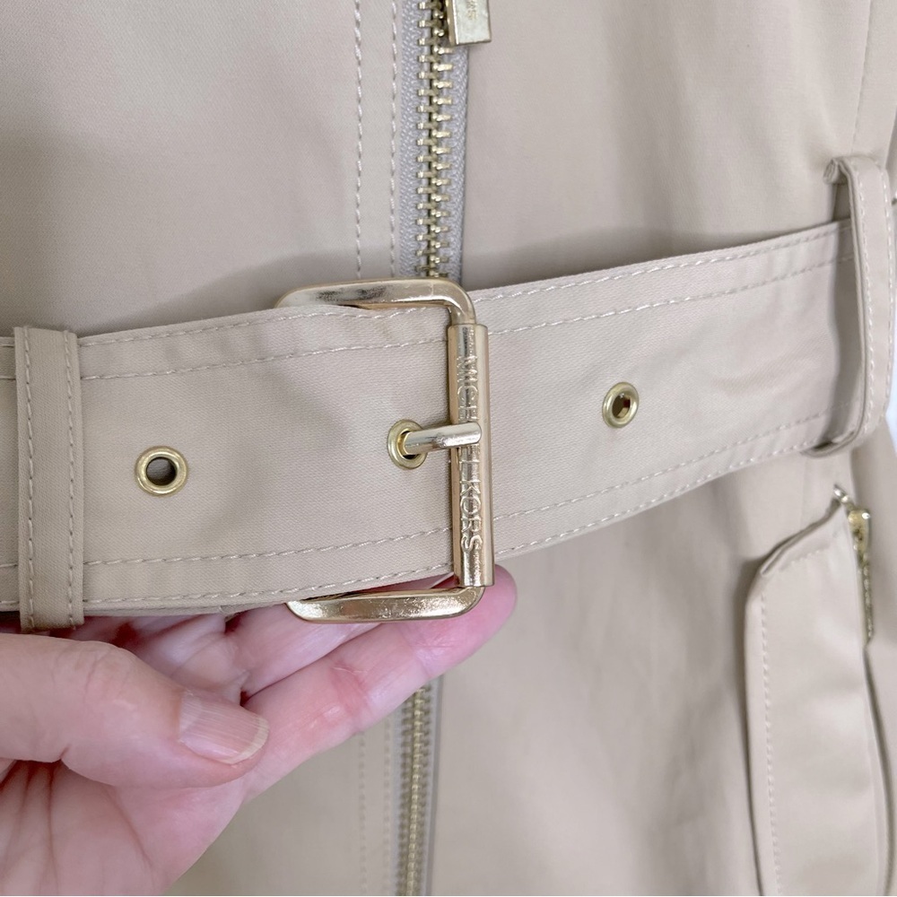 MICHAEL Michael Kors Belted Front-Zip Trench Coat preppy office travel workwear - Picture 7 of 16